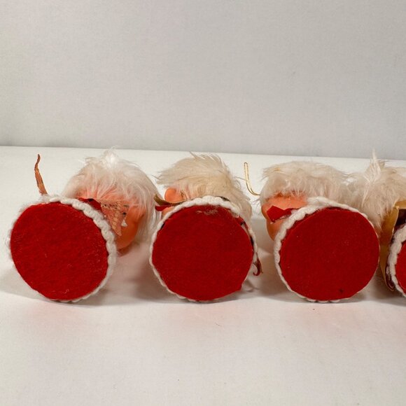 Lot 6 Vintage Christmas Ornaments Kissing Angels Felt Rubber Face - Picture 11 of 16